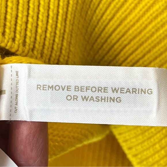 ANN TAYLOR Stitchy Puff Sleeve Knit Sweater Bright Yellow SP or XS - Picture 6 of 7